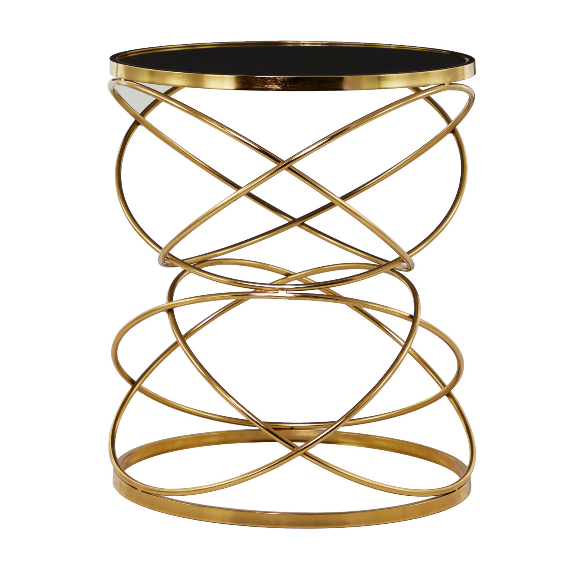 24" Open Ring Accent Table with Black Marble Top